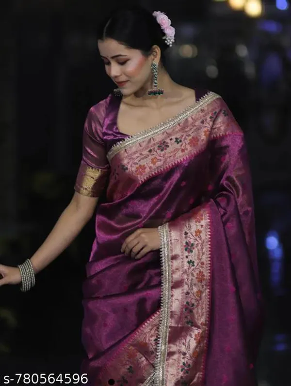 Ruhani_Tissue_Paithani_Saree_Floral_Meena_Border_With_Choch_Lace_Attached_Mulberry