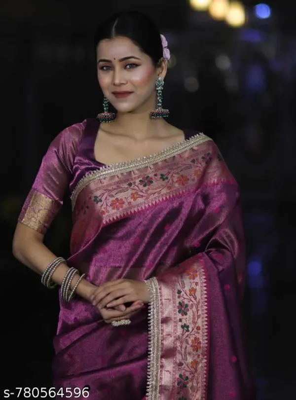 Ruhani_Tissue_Paithani_Saree_Floral_Meena_Border_With_Choch_Lace_Attached_Mulberry
