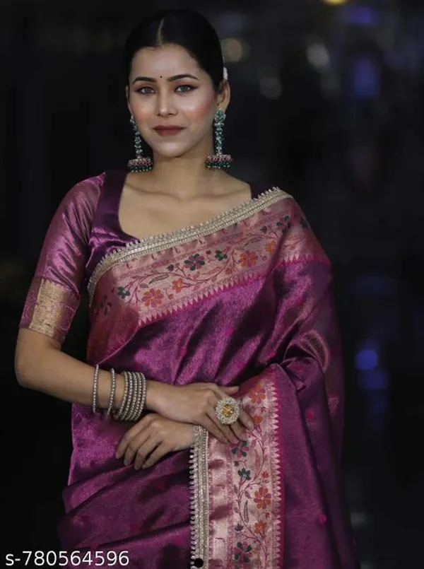 Ruhani_Tissue_Paithani_Saree_Floral_Meena_Border_With_Choch_Lace_Attached_Mulberry