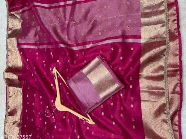 Tissue_Booty_Saree_With_Stone_Work_Overall_Body_With_Fine_Lace_Attached_In_Razeberry_Color