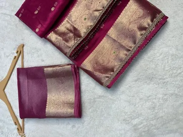Tissue_Booty_Saree_With_Stone_Work_Overall_Body_With_Fine_Lace_Attached_In_Razeberry_Color