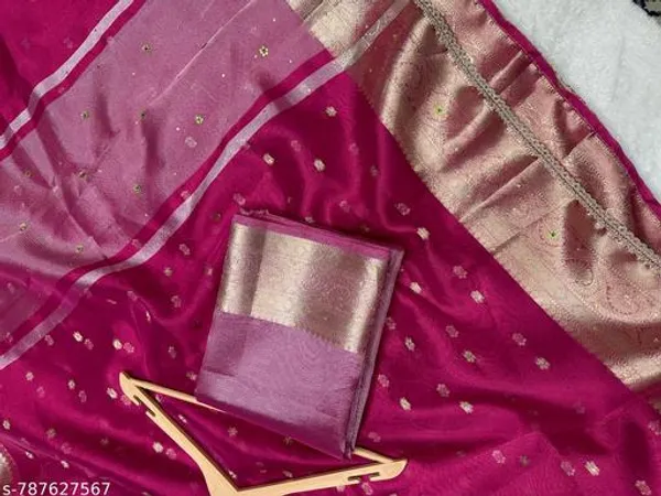 Tissue_Booty_Saree_With_Stone_Work_Overall_Body_With_Fine_Lace_Attached_In_Razeberry_Color