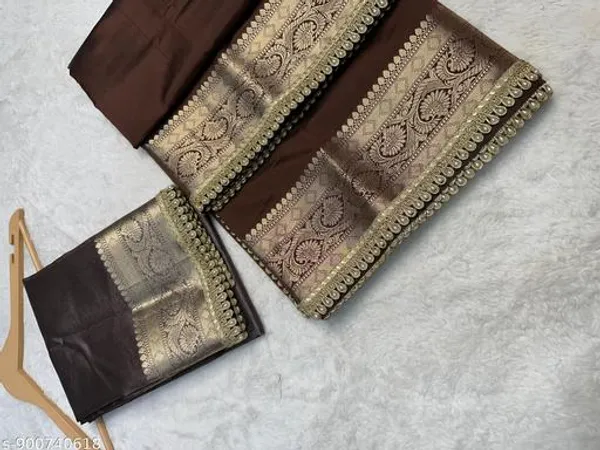 Soft_Silk_Border_Saree_With_Premium_Moti_Lace_Attached_In_Coffee_Brown