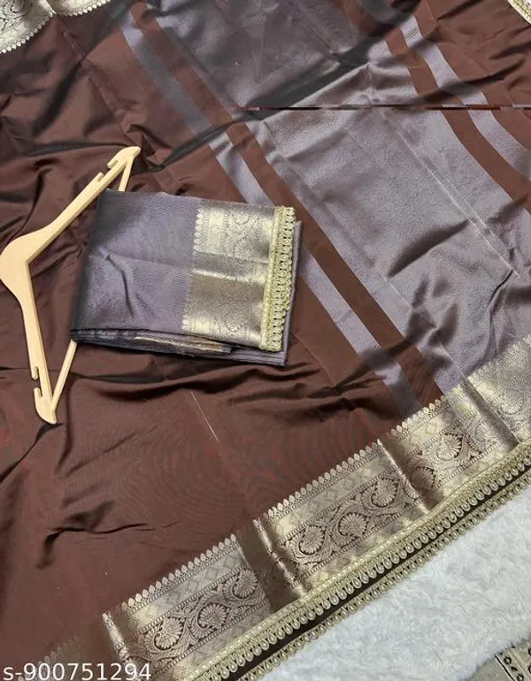 Soft_Silk_Border_Saree_With_Premium_Moti_Lace_Attached_In_Coffee_Brown