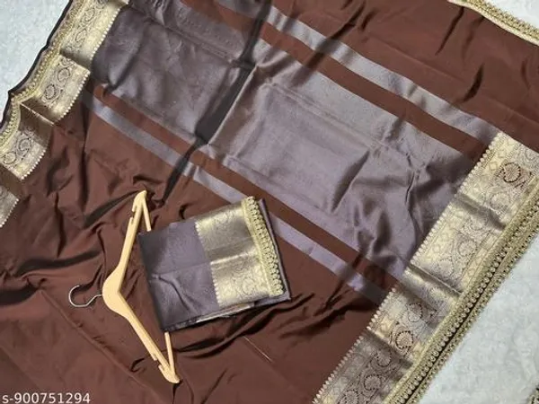 Soft_Silk_Border_Saree_With_Premium_Moti_Lace_Attached_In_Coffee_Brown