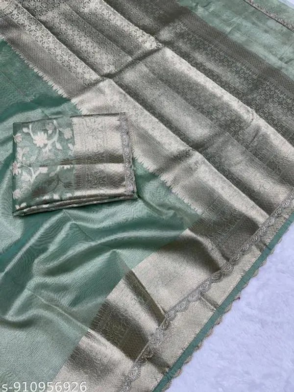 Tissue_Saundari_Vastra_Phool_Kaat_Baan_Saree_Mahrani_Collection_C_Green_With_Wavy_Lace_Attached
