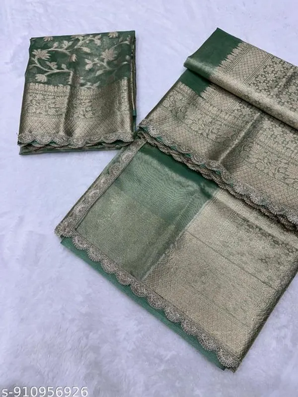 Tissue_Saundari_Vastra_Phool_Kaat_Baan_Saree_Mahrani_Collection_C_Green_With_Wavy_Lace_Attached
