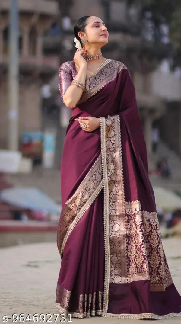 Soft_Silk_Sundra_Vastra_Kathbaan_Maroon_Saree_With_Premium_Moti_Lace_Attached