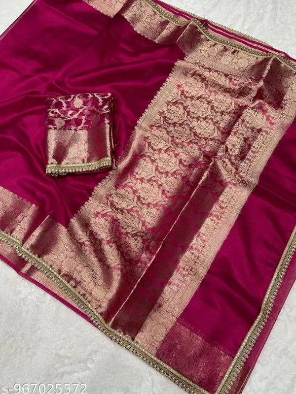 Tissue_Saundari_Vastra_Kaat_Baan_Saree_Mahrani_Collection_Razeberry_With_Moti_Lace_Attached