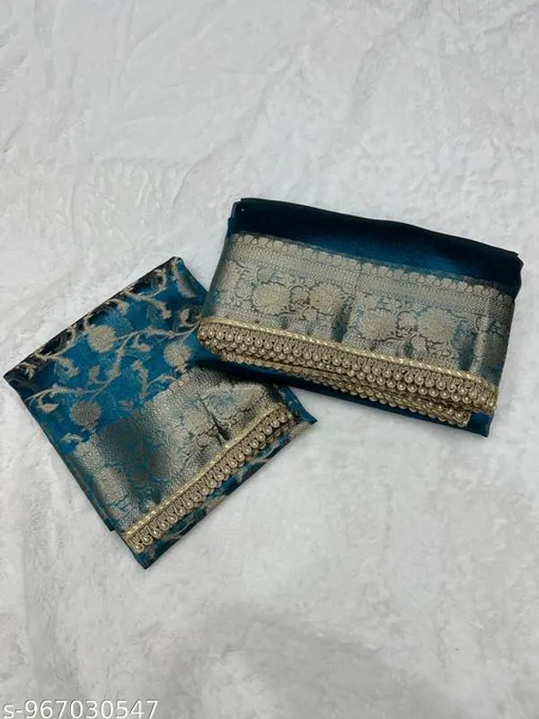 Tissue_Saundari_Vastra_Kaat_Baan_Saree_Mahrani_Collection_Firozi_With_Moti_Lace_Attached
