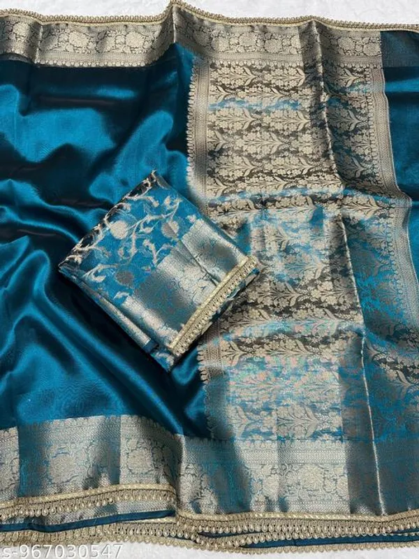 Tissue_Saundari_Vastra_Kaat_Baan_Saree_Mahrani_Collection_Firozi_With_Moti_Lace_Attached