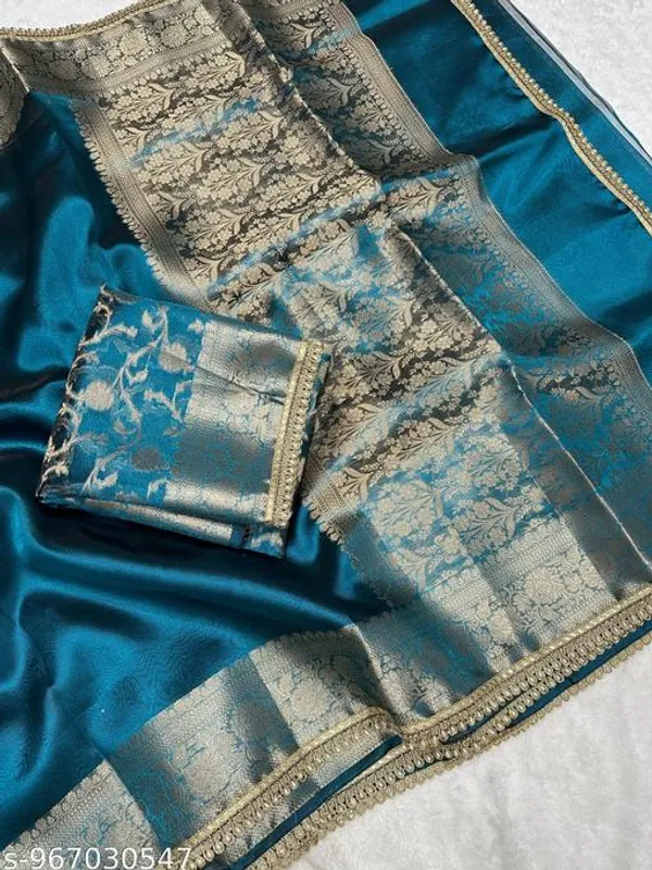 Tissue_Saundari_Vastra_Kaat_Baan_Saree_Mahrani_Collection_Firozi_With_Moti_Lace_Attached