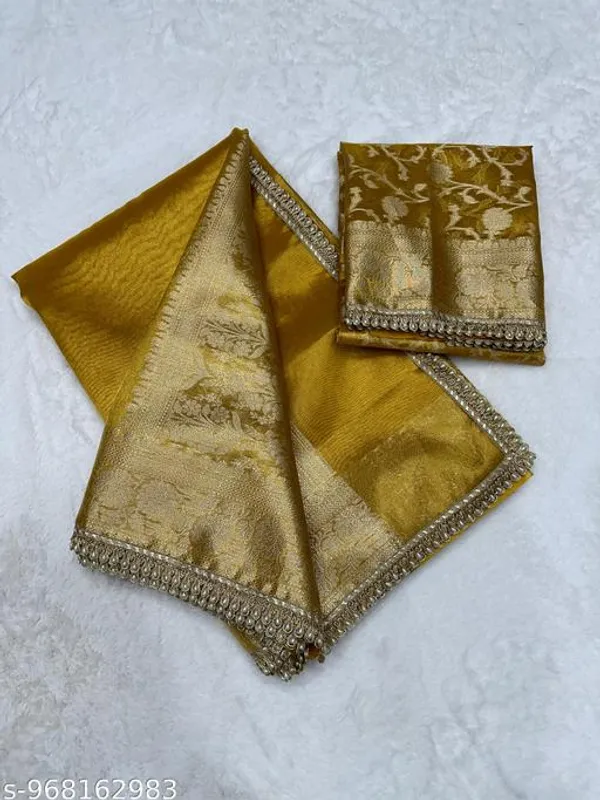 Tissue_Saundari_Vastra_Kaat_Baan_Saree_Mahrani_Collection_Gold_With_Moti_Lace_Attached