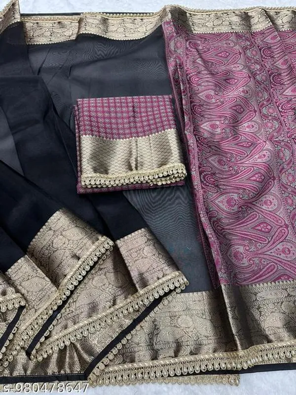 Exclusive_Pashmina_Tissue_Kaat_Baand_Banarasi_Saree_In_Black_With_Moti_Lace_Attached