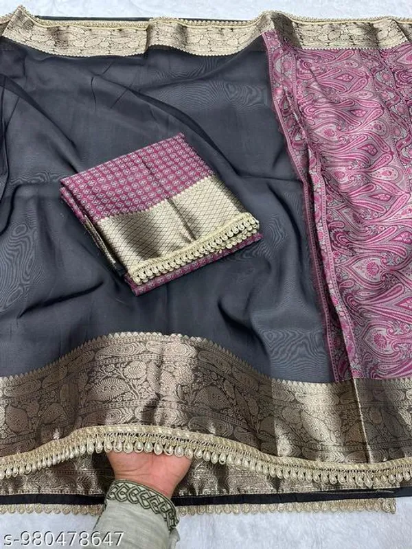 Exclusive_Pashmina_Tissue_Kaat_Baand_Banarasi_Saree_In_Black_With_Moti_Lace_Attached