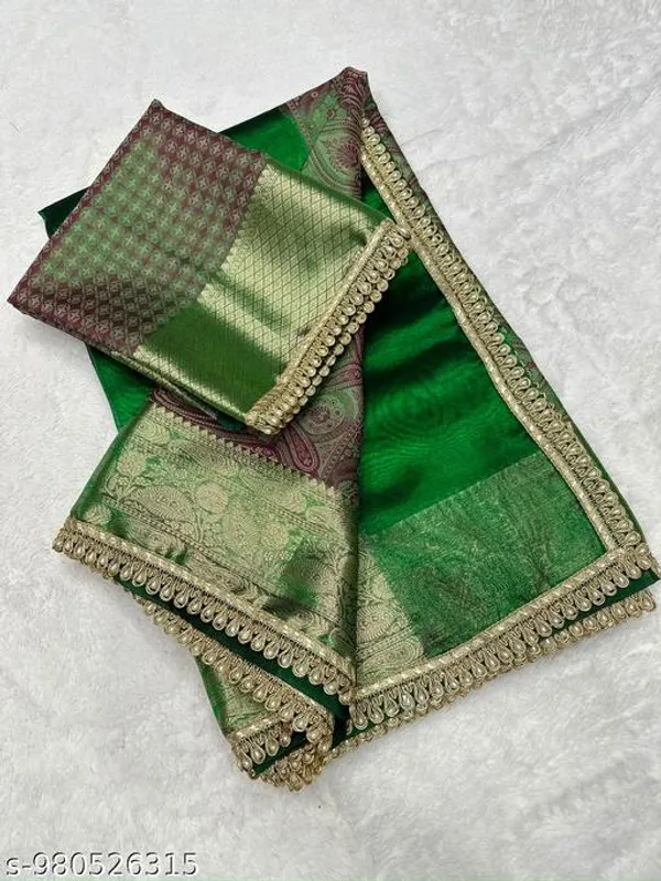 Exclusive_Pashmina_Tissue_Kaat_Baand_Banarasi_Saree_In_Green_With_Moti_Lace_Attached