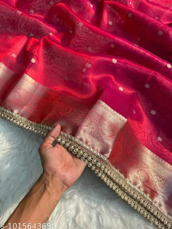 Exclusive_Banarasi_Tissue_Mohmaya_Maharani_Red_Tissue_Silk_Saree_Booty_All_Over_With_Moti_Lace_Attached