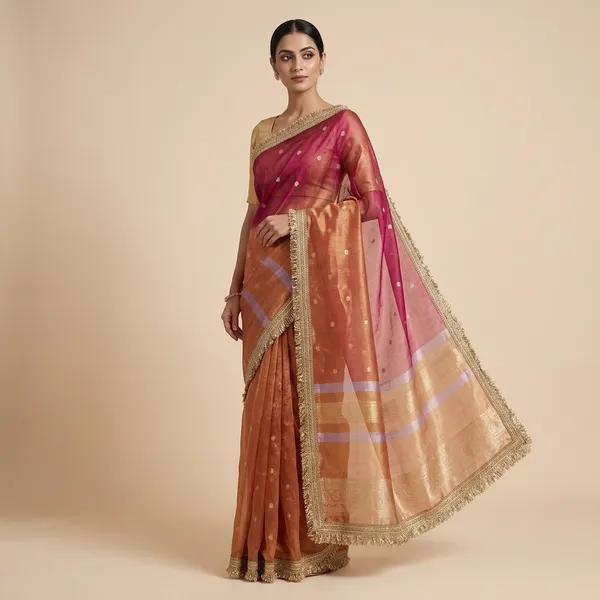 Tissue_Mohmaya_Maharani_Rust_Tissue_Silk_Saree_Booty_All_Over_With_Premium_Lace_Attached