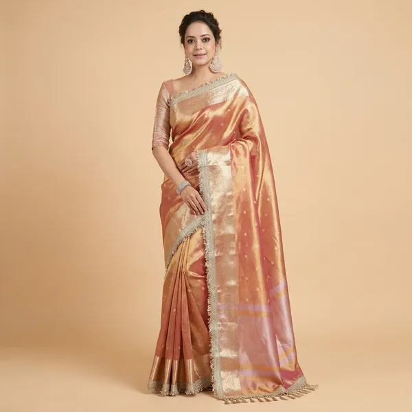 Tissue_Mohmaya_Maharani_Rust_Tissue_Silk_Saree_Booty_All_Over_With_Premium_Lace_Attached