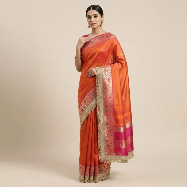 Ruhani_Tissue_Paithani_Saree_Floral_Meena_Border_With_Double_Lace_Attached_Fanta