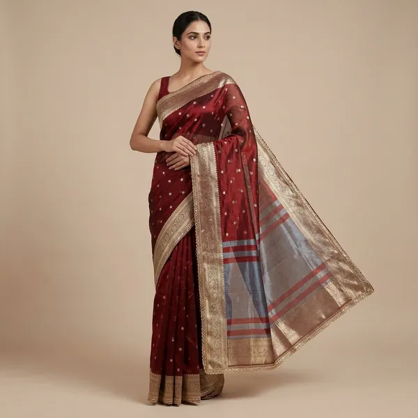 Tissue_Mohmaya_Maharani_Maroon_Tissue_Silk_Saree_Booty_All_Saree_Single_Lace_Attached