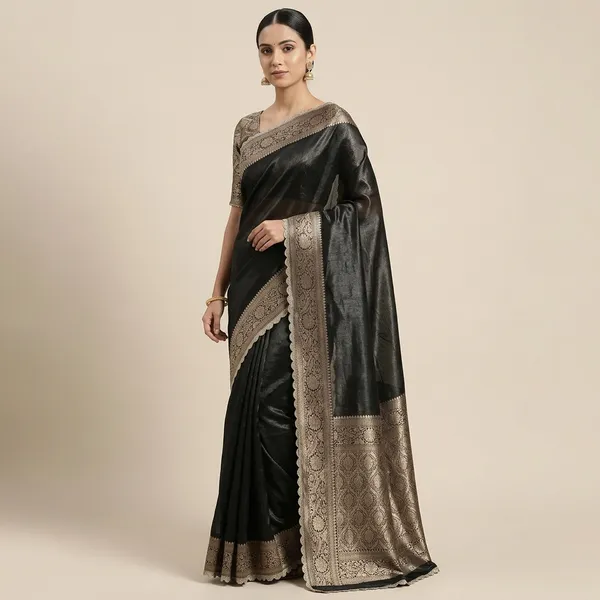 Tissue_Saundari_Vastra_Suhana_Kaat_Baan_Saree_Mahrani_Collection_Black_With_Wavy_Lace_Attached