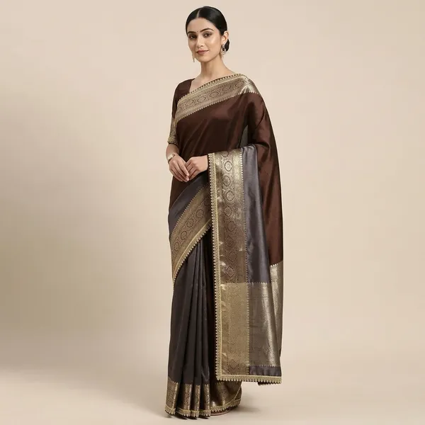 Soft_Silk_Border_Saree_With_Premium_Moti_Lace_Attached_In_Coffee_Brown