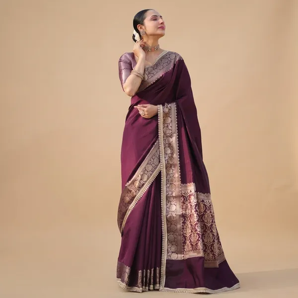 Soft_Silk_Sundra_Vastra_Kathbaan_Maroon_Saree_With_Premium_Moti_Lace_Attached