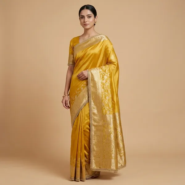 Tissue_Saundari_Vastra_Kaat_Baan_Saree_Mahrani_Collection_Gold_With_Moti_Lace_Attached
