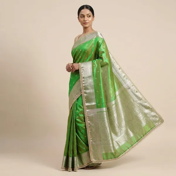 Exclusive_Banarasi_Tissue_Mohmaya_Maharani_Green_Tissue_Silk_Saree_Booty_All_Over_With_Moti_Lace_Attached