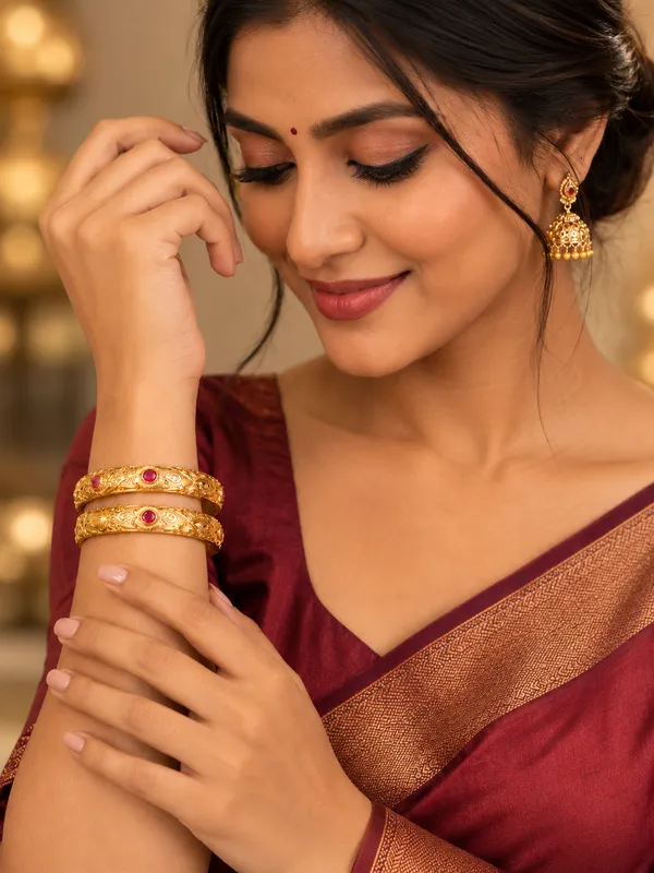 Gold_Tone_Engraved_Patterned_Bangles_For_Women