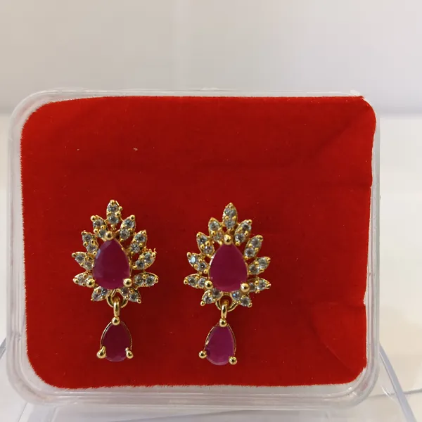 Gold_Tone_Red_Stone_Drop_Earrings_for_Women