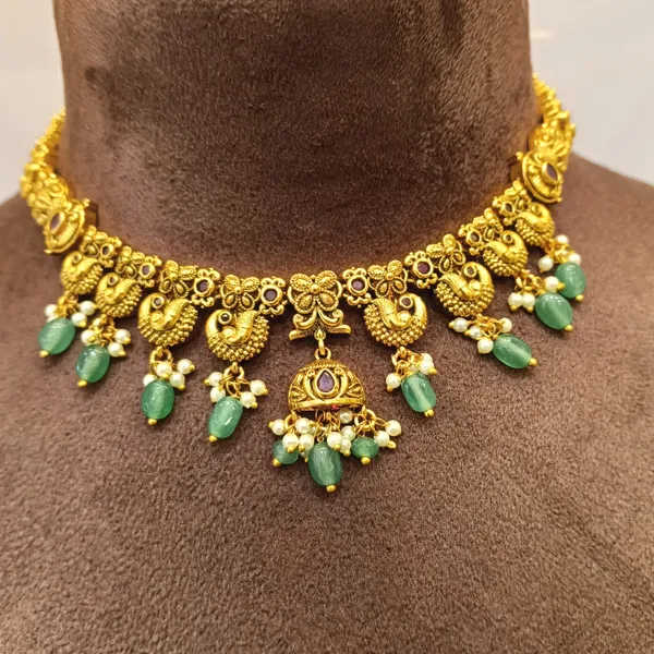 Gold_Tone_Red_Stone_Temple_Necklace_for_Women