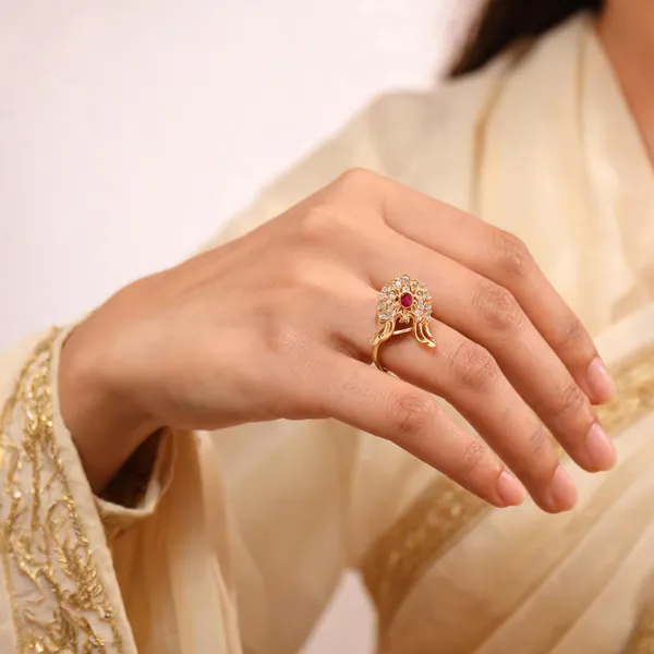 Gold_Tone_Floral_Motif_Embellished_Ring_For_Women
