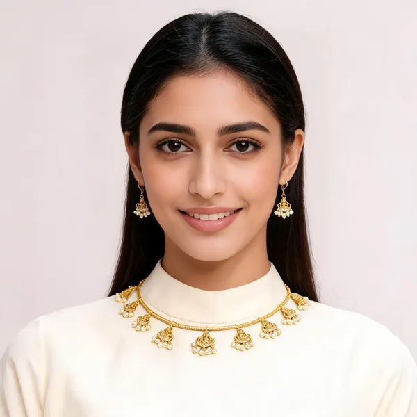 Gold_Tone_Pearl_Accent_Temple_Necklace_Set_For_Women
