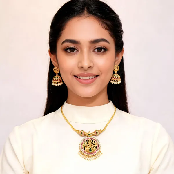 Gold_Tone_Temple_Jewellery_Necklace_Set_For_Women