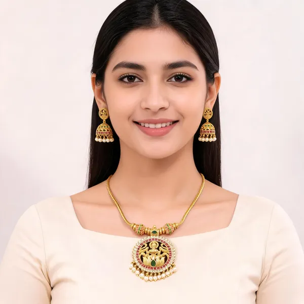 Gold_Tone_Temple_Jewellery_Necklace_Set_For_Women