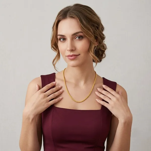 Gold_Tone_Braided_Chain_Necklace_For_Women