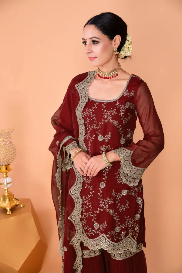 Maroon_Faux_Georgette_Embroidered_Sharara_Suit_Set_For_Women