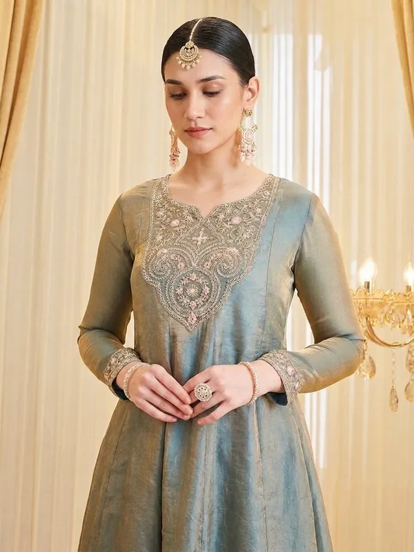 Sage_Green_Fandy_Silk_Embroidered_Anarkali_Suit_Set_For_Women