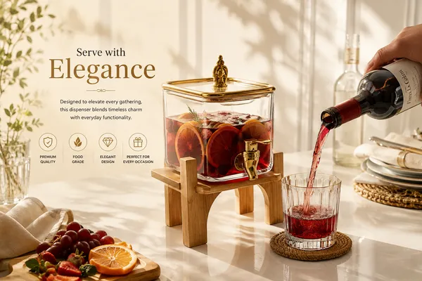 Glass_Wood_Ornate_Beverage_Dispenser_With_Wooden_Stand