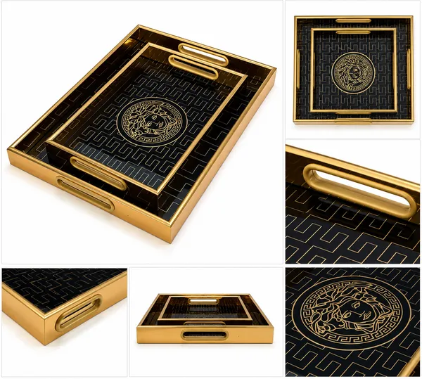 Gold_Plated_Metal_Geometric_Pattern_Serving_Tray_Set_Of_2_{Rectangle}
