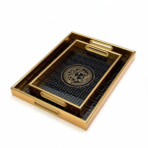 Gold_Plated_Metal_Geometric_Pattern_Serving_Tray_Set_Of_2