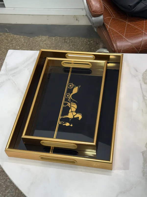 Metal_Acrylic_Glossy_Black_Gold_Trim_Rectangular_Serving_Tray_Set_Of_2