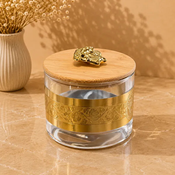 Clear_Glass_Cosmetic_Cream_Jar_With_Wooden_Lid_And_Gold_Plated_Holder