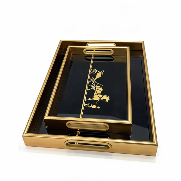 Metal_Acrylic_Glossy_Black_Gold_Trim_Rectangular_Serving_Tray_Set_Of_2