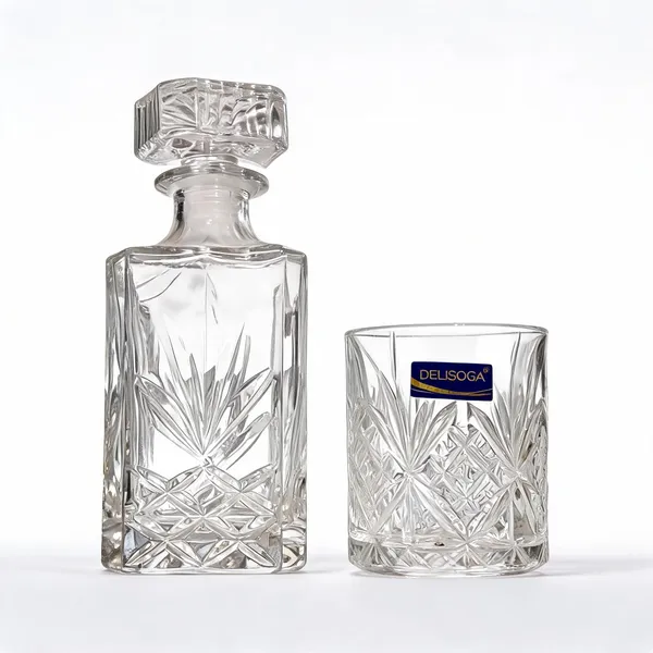 Glass_Barware_Cut_Pattern_Decanter_And_Tumbler_Set