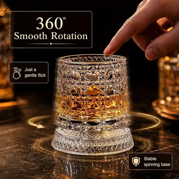 Rotating_Whiskey_Glasses_with_Crystal_Coaster_Base,_Spinning_Old_Fashioned_Glass_for_Bourbon_&_Scotch,_Anti-Toppling_Stress_Relief_Barware,_Gifts_for_Men_Dad_Husband_(Random_Design)_Set_of_1