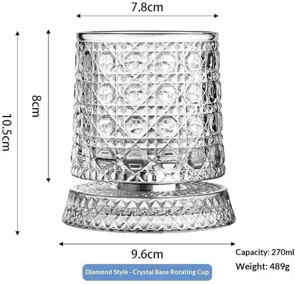 Rotating_Whiskey_Glasses_with_Crystal_Coaster_Base,_Spinning_Old_Fashioned_Glass_for_Bourbon_&_Scotch,_Anti-Toppling_Stress_Relief_Barware,_Gifts_for_Men_Dad_Husband_(Random_Design)_Set_of_1