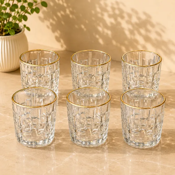 Glass_Textured_Gold_Rim_Tumbler_Set_Of_6